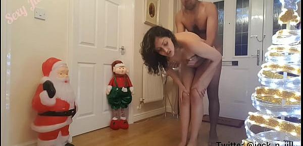  Young girl fucked hard in front of santa at Christmas POV Indian